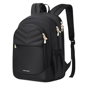 LIGHT FLIGHT Travel Backpack for Women, 15.6″ Laptop Backpack with USB Charging Hole, Water Resistant, Large Capacity, Black Daypack for, Work, Casual Computer Bags