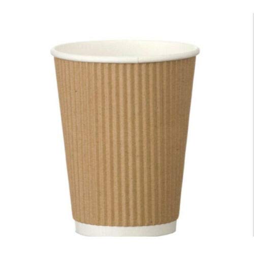 50PK 12 OZ Triple Ripple Wall Paper Coffee Cups | Disposable | Takeaway Coffee, Tea or hot Liquids | Best use for Cafe, Hotel, Ice-Cream Shop, Restaurant | Kraft