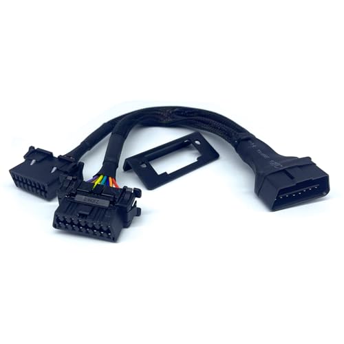 JUTA OBD2 Splitter Extension Cable Adapter 1 Male and 2 Females Extension 16PIN OBD-II J1962 Y Diagnostic Connector with Mounting Bracket - [1ft/33cm, 1-Pack]