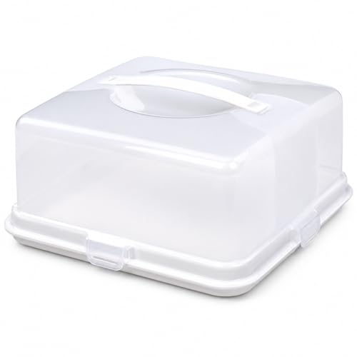 ACCURATE Plastic Square Cake Carrier with Lid Locking Clips & Handle