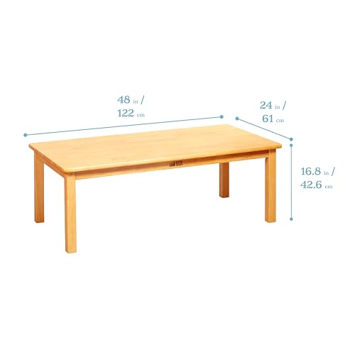 Image of ECR4Kids 24in x 48in Rectangular Hardwood Table with 16in Legs and Four 8in Chairs, Kids Furniture, Honey, 5-Piece