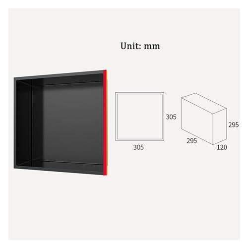 Niche de douche en acier inoxydable noir mat encastrable 30cm