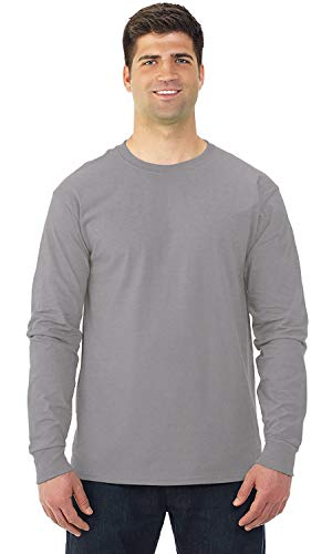 Image of Fruit of the Loom Men's Long Sleeve Cotton T-Shirt (XX-Large, Silver Fro)