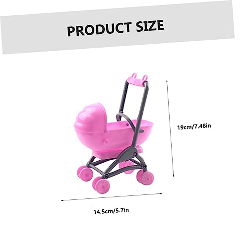 WESIEVYA Miniatur Puppenwagen Babywagen aus Robustem Detailgetreues Cartoon Design Geeignet für Puppenhaus Mädchen Langlebig und Realistisch für Rollenspiele – Bild 3