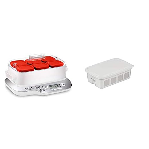 Moulinex Multidelices Express YG660120 - Yogurtera Eléctrica con 5 Programas y Función Exprés de 4 Horas + Tefal Multidelices Accesorios yogurtera, 1 tarro de plástico de 1 litro, 1 escurridor grande