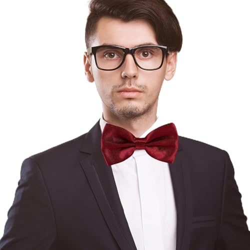 Set de corbata de moño y fajín rojo oscuro para hombre