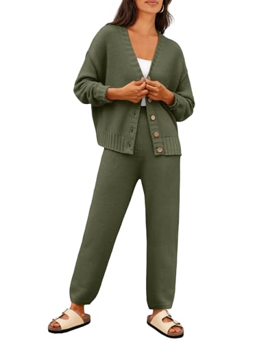 Image of LILLUSORY Womens Cardigan Pants Sets 2 Piece Slouchy Sweater Loungewear