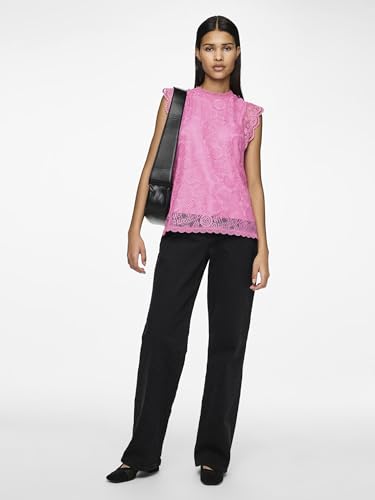 PIECES PCOLLINE SL LACE TOP NOOS BC, Ibis Rose, S