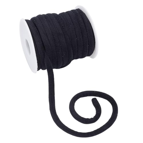 OLYCRAFT 11 Yards 8mm Soft Velvet Round Cord Black Velvet Cord String Velvet Ribbon Velvet Craft Thread Cord Trim with Spool for Choker Necklace Jewelry Making Sewing Accessories Christmas Wrapper