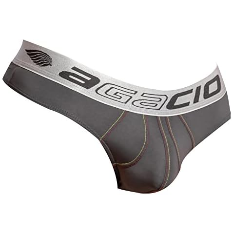 Agacio Athletic Mens G-String Underwear w/Pouch, Sexy Men’s Underwear Thongs and G-Strings w/Wide Waistband and Ultra-Soft Fabric, Jockstraps Grey Cover
