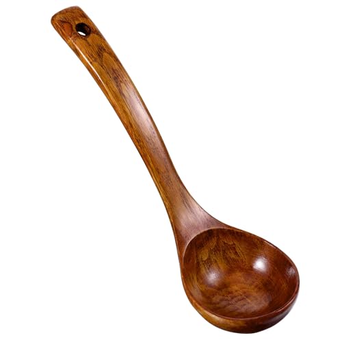 Louche en bois à long manche pour soupe, cuillère de service profonde, grande louche de cuisine en teck pour ustensiles de cuisine, ustensile polyvalent, finition...