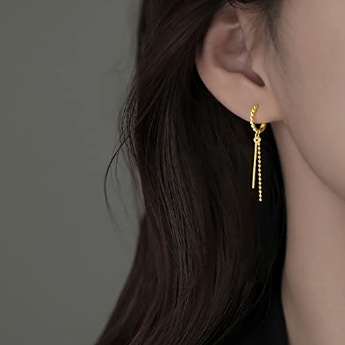 SLUYNZ 925 Sterling Silver Bead Ball Hoop Earrings for Women Teens Minimalist Bar Hoop Earrings Dangle3