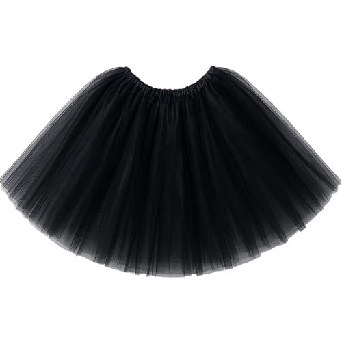 1 Black Tutu Skirt, Layered Tulle Skirts for Girls, Lyrical Dance Costumes for Ballet Performances, Photo Shoots, Birthday Parties, 30 cm Length, Lyrical Dance Costumes for Girls