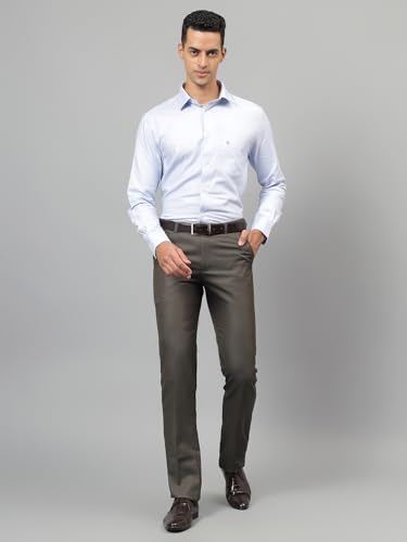 Image of Cantabil Men Self Design Non Pleated Regular Fit Mid Rise Formal Trousers for Men | Formal Pants for Men | Formal Wear Regular Fit Trousers for Men (P MTRF00191A)