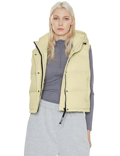 Orolay Women's Cropped Puffer Vest - Hooded Sleeveless Down Jacket Stand Collar Gilet with Pockets