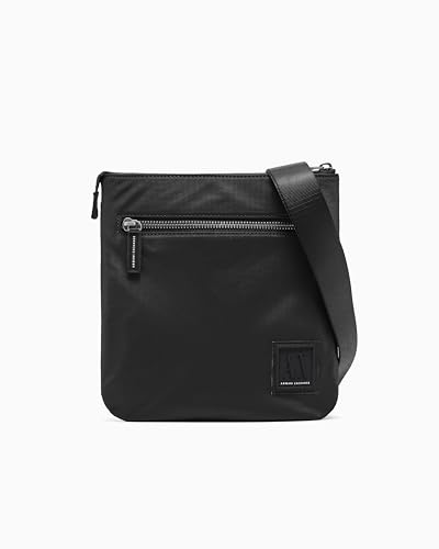 Armani Exchange Sac à bandoulière plat Icon pour homme, Noir, Taille unique