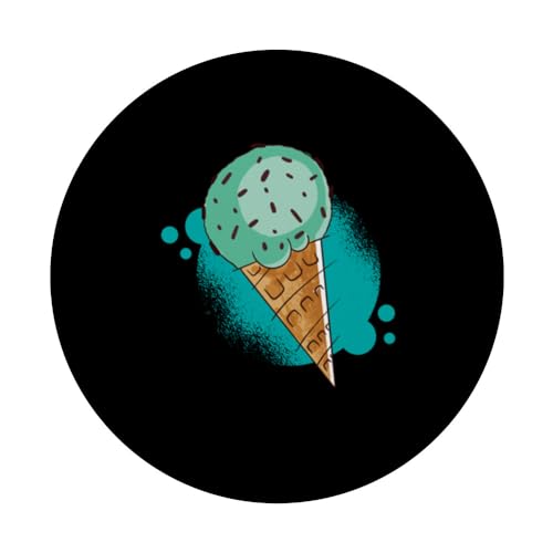 Mint Chocolate Chip Ice Cream Cone PopSockets Swappable PopGrip, Black - Image 3