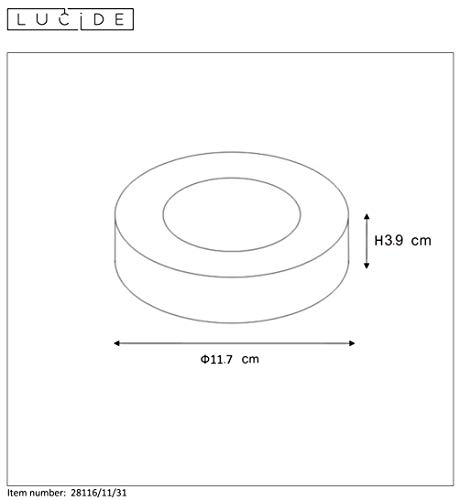 LUCIDE Brice-LED - Flush Ceiling Light Bathroom - diameter 11,7 cm - LED Dim. - 1x8W 3000K - IP44 - White - Image 3