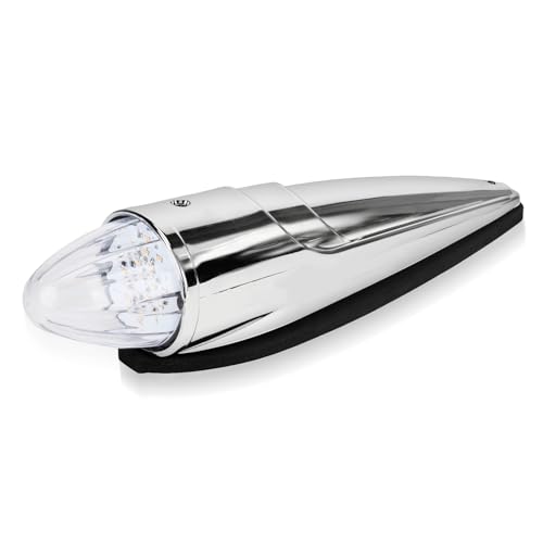 JZYZQBX 1PC 21 LED Dual Color Chrome Cab Marker Light, Torpedo Cab Marker Roof Running Top Lights, Replacement for Heavy Duty Trucks Kenworth Freightliner Peterbilt International Mack, Amber/Blue by JZYZQBX - Used condition - US$10.76
