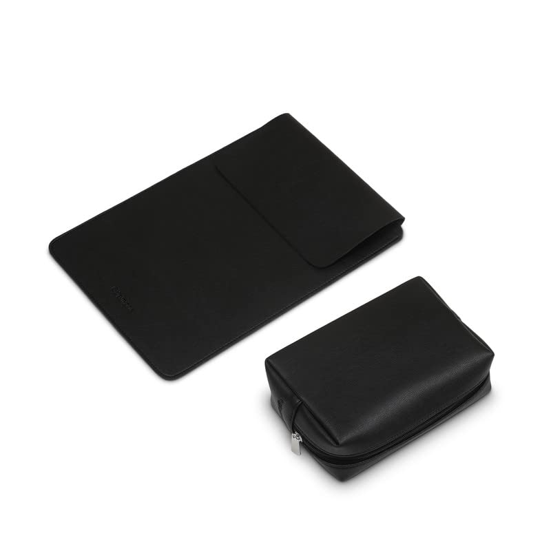 Image of Enthopia 15-15.4 Inch Slim Laptop Sleeve for 15 Inch MacBooks /Other 15 Inch Slim Laptops Protective Cover with Organiser Pouch for Mouse,Charger,Hard Disk,Pen Drive,etc - Vegan Leather (Black)