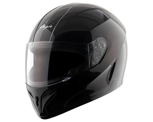 Image of Vega Breeze Dx ISI Certified Full Face Motorcycle Helmet with Impact Resistant ABS Shell High Density EPS Liner Scratch Resistant Visor Quick Release Buckle Comfortable Inner Padding Black Helmet-M