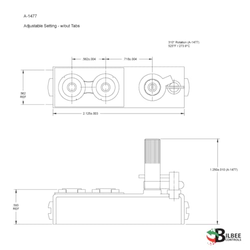 Thermostat Bilbee Controls B200 A1477 à température réglable