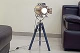 Lampe de table vintage réglable en bois avec trépied pour cinéma