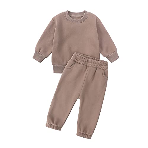 Image of MYGBCPJS Youth 2PCS Jogger Outfits Set Fleece Hooded + Sweatpants Boys Girls Athletic Sweatsuits Pullover Clothes