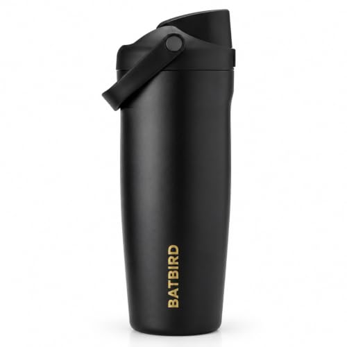 Image of FreeSip Gym Water Bottle 30oz with Built-in Straw & Chug Spout, Leak Proof Lock Lid, Carry Handle Travel Bottle for Fitness Workout Training Sports and Car Cup Holder (Midnight Black, 900 ml)