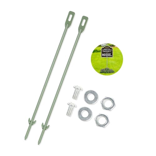 2 pezzi di pali per cartelli da terra, picchetti di metallo da 43 cm, supporto per cartelli in metallo, picchetto per tenda per il montaggio di cartelli da giardino, tenda, piante rampicanti (verde X2