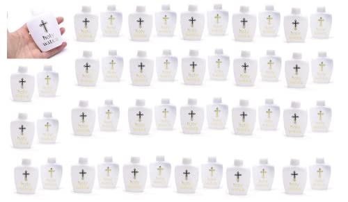 100 botellas de agua bendita de 60 ml para católicos, cristianos, botellas de agua bendita, recipientes vacíos con cruz dorada para católicos, cristianos, Halloween, Pascua, Acción de Gracias,