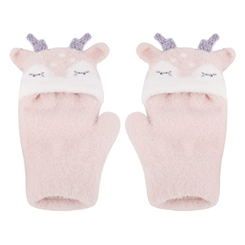 PURFUN Toddler Kids Short Knitted Gloves Winter Thick Fleece Lining Mittens for 1-3 Yrs2