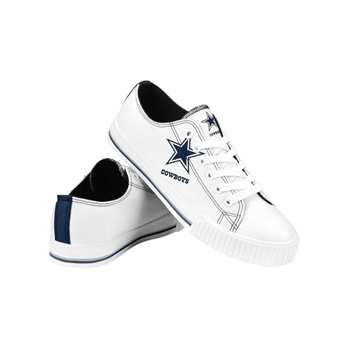Image of FOCO NFL Womens NFL Ladies Fashion Team Big Logo Low Top White Canvas Sneakers Shoes