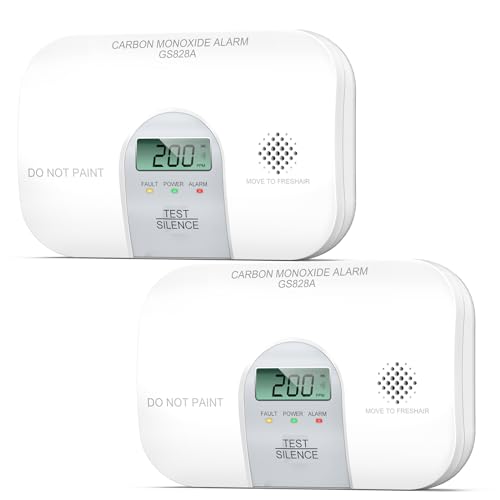 Siterwell Carbon Monoxide Detectors, 10 Year Product Life Portable Carbon Monoxide Detector with LCD Digital Display and Sound Warning, ETL Listed, Travel Carbon Monoxide Detector for Home, 2-Pack