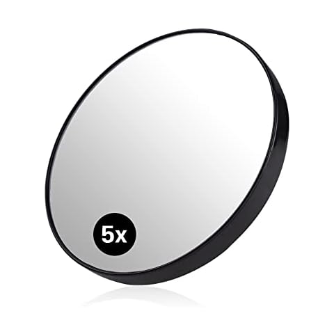 CUNTAUK 5X Magnifying Makeup Mirror, Round Small Magnifying Mirror, Makeup Vanity Mirror Pocket Mirror for Travel Camping Shaving Makeup (8..8cm) Cover