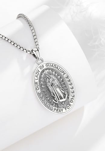 Close-up of Our Lady of Guadalupe pendant