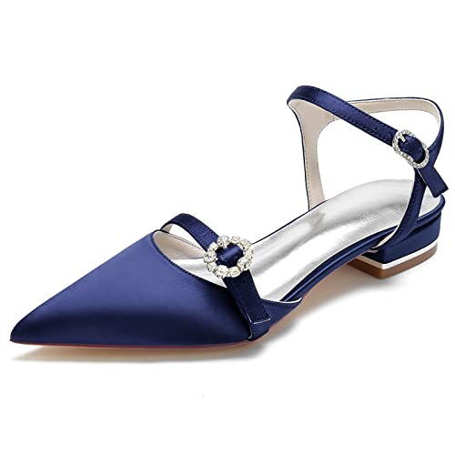 Chaussures de mariée plates bout pointu avec talon 2.5cm pour danser l'esprit léger