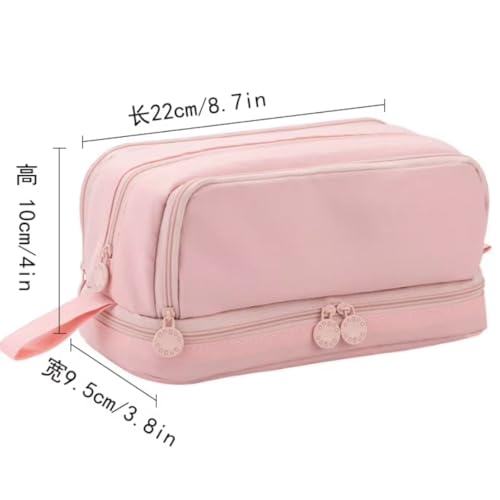 Image of Storio Pencil Box Pouch for School Kids Girls & Boys Aesthetic | Cute Stationary Compass Box Case Organiser - Pink
