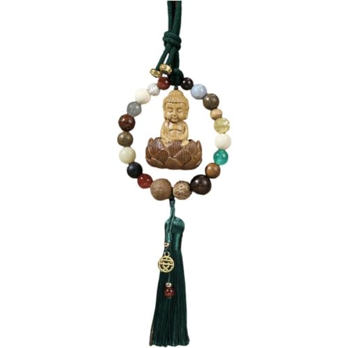 Glixoft Pendentif De Voiture De Bouddha Bodhi, Pendentif De Rétroviseur Fengshui, Statue De Bouddha Chinois, Ornement Guan Kwan Yin, Pompon