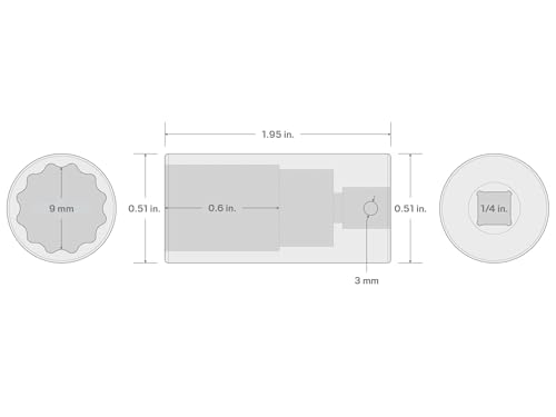 Image of TEKTON 1 /4 Inch Drive x 9 mm Deep 12-Point Impact Socket | SID03309