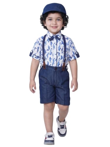 Image of AJ DEZINES Kids Casual Wear Clothing Cotton Shirt Short Set For Boys