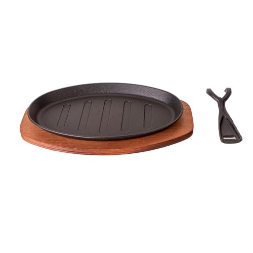 Comparison: Best Cast Iron Steak Plate 5 Cast Iron Steak Plate Sizzle Griddle With Wooden Base Steak Pan Fajita Grill Plate (Oval 10 inch)
