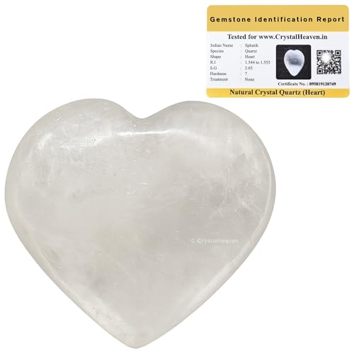 Image of Crystal Heaven Certified Clear Quartz Crystal Heart Palm Pebbles Stones For Anxiety Stress Relief Massage - Aaa Grade Original Healing Gemstone Agate Heart Palm Stone For Yoga Meditation Spiritual