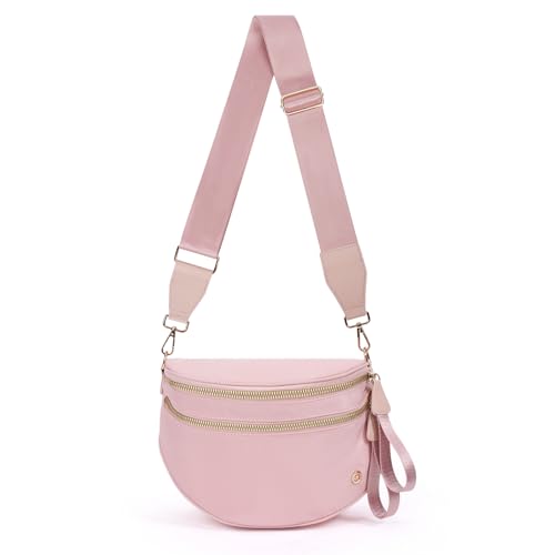 Image of Womens Crossbody Bag, Spacious Nylon Bum Bag Trendy Shoulder Purse with Adjustable Strap Zipped Travel Essentials