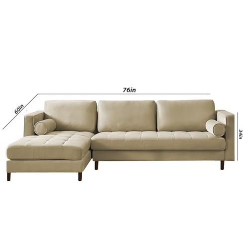Image of Lezra LHS 4 Seater L Shape Sofa Set for Living Room (Cream Fabric) Premium Fabric Sofa