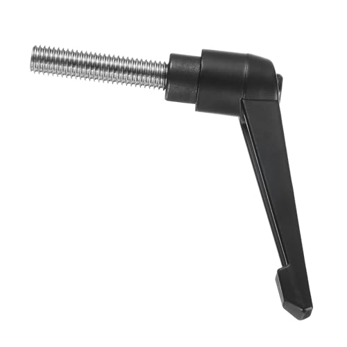 Image of uxcell Adjustable Clamping Lever Handle M10 x 40mm Metric 304 Stainless Steel Male Threaded Stud Hand Knobs Push Button Ratchet Rotating Screw Handles Bolts with Locking Lever Black