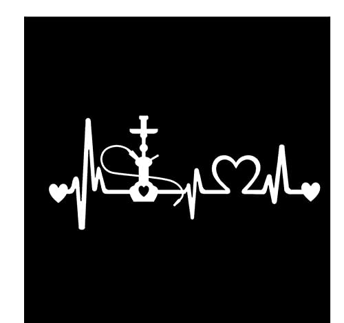 MDGCYDR Autoaufkleber Heckscheibe Tuning 14.2Cm*6Cm Hookah Heartbeat Lifeline Decal Vinyl Black/Silver Car Sticker