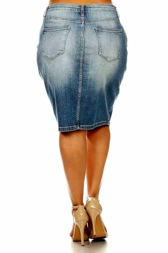 Jack David Women's Plus Size Blue/Black Soft Curvy Stretch Denim Jeans Skirt2