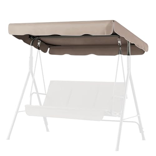 Flexzion Swing Canopy Cover (Beige) 77 x 43 - Deluxe Polyester Top Replacement UV Block Sun Shade Waterproof Decor for Outdoor Garden Patio Yard Park Porch Seat Furniture