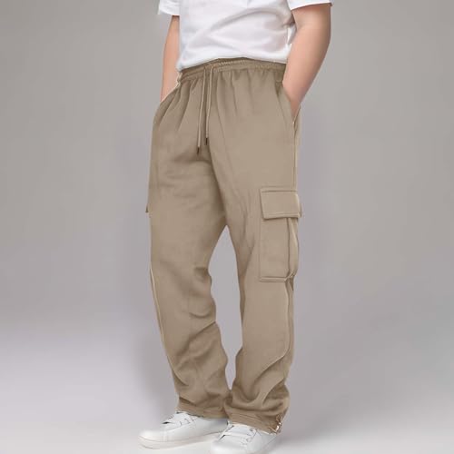 Boys Baggy Cargo Pants Active Workout Joggers Long Trousers with Pockets Casual Elastic Waist Athletic Joggers Sweat Pants2